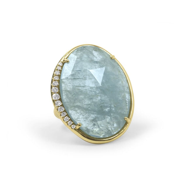 18kt Yellow Gold Ring with Aquamarine and Diamond Adler's - Adler's Jewelry of New Orleans