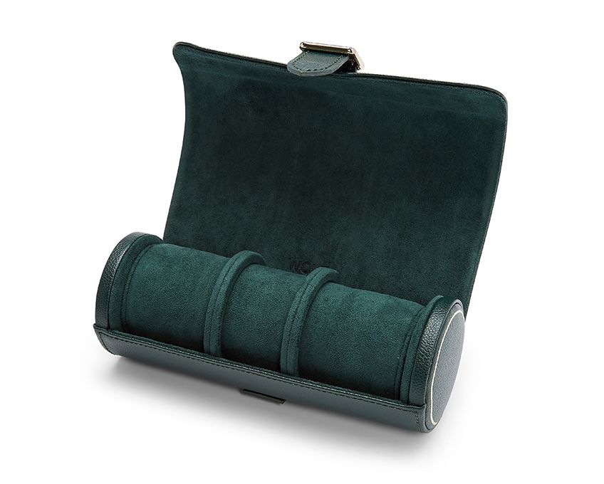 British Racing Triple Watch Roll, Green WOLF - Adler's Jewelry of New Orleans