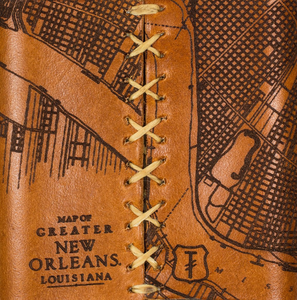 New Orleans Map Leather Flask Tactile Craftworks - Adler's Jewelry of New Orleans