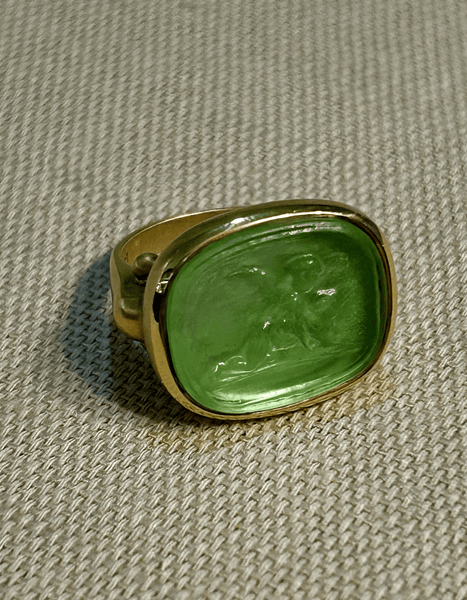 14k Yellow Gold and Green Venetian Glass Ring Adler's of New Orleans - Adler's Jewelry of New Orleans