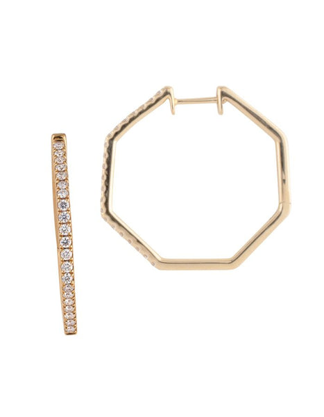 14k Yellow Gold Hexagon Hoops Adler's of New Orleans - Adler's Jewelry of New Orleans