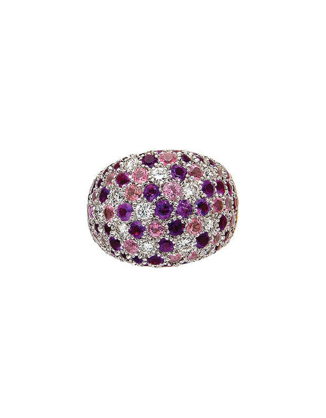 18k White Gold, Amethyst, Diamond and Tourmaline Ring - Adler's of New Orleans