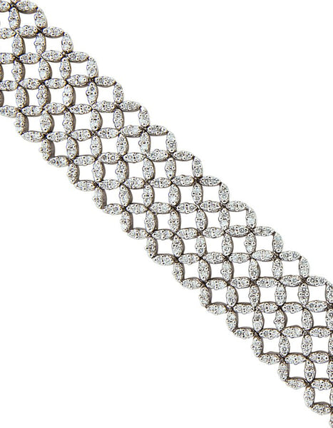 18k White Gold and Diamond Lattice Patterned Bracelet Adler's of New Orleans - Adler's Jewelry of New Orleans