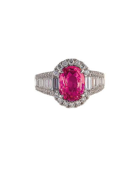 18k White Gold, Pink Sapphire and Diamond Ring - Adler's of New Orleans