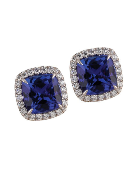 18k White Gold, Tanzanite and Diamond Earrings - Adler's of New Orleans