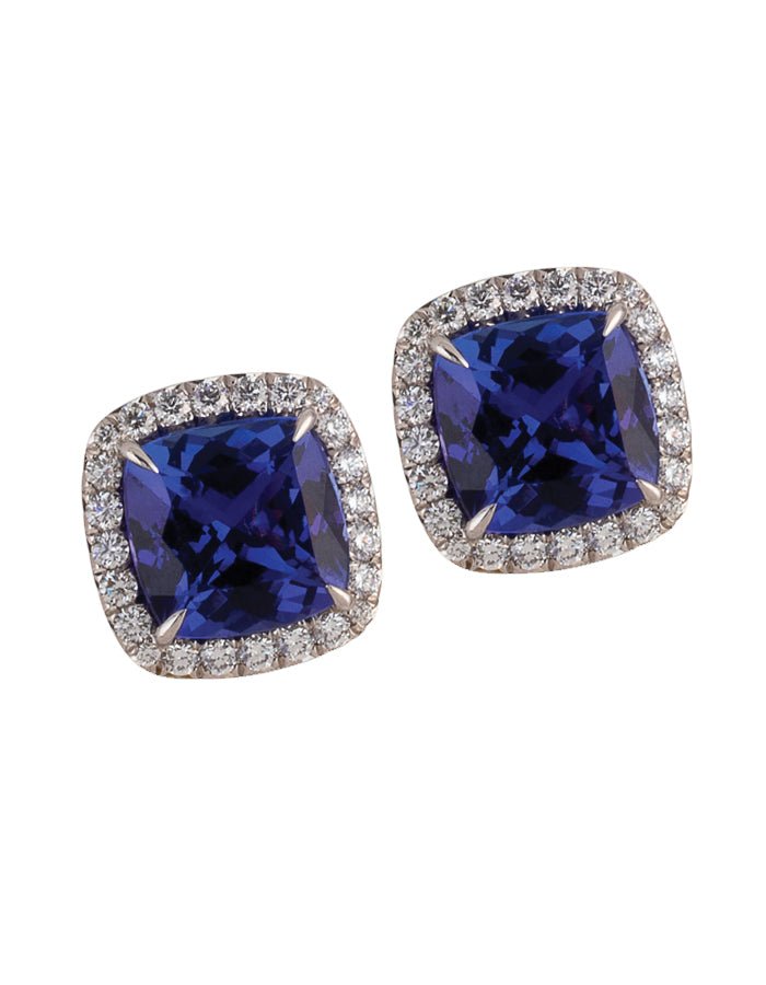 18k White Gold, Tanzanite and Diamond Earrings Adler's of New Orleans - Adler's Jewelry of New Orleans