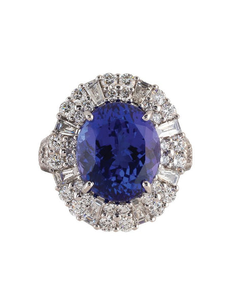 18k White Gold, Tanzanite and Diamond Ring - Adler's of New Orleans