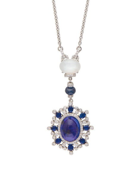 18k White Gold, Tanzanite and Moonstone Pendant Necklace Adler's of New Orleans - Adler's Jewelry of New Orleans