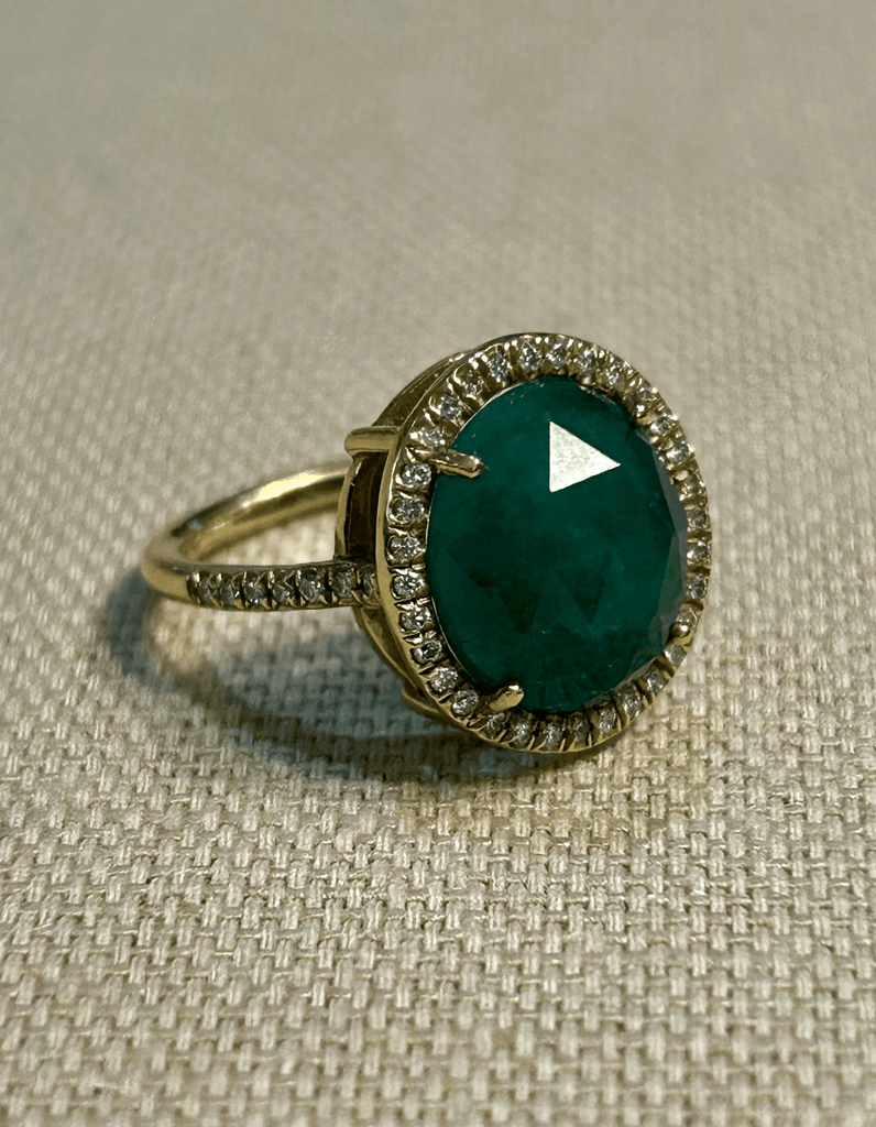 18k Yellow Gold, Emerald and Diamond Ring Adler's of New Orleans - Adler's Jewelry of New Orleans