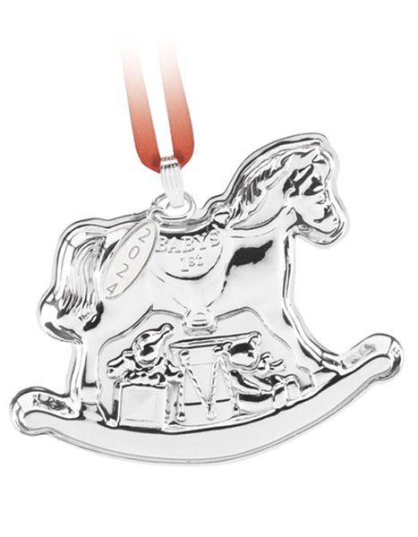 2024 Annual Sterling Silver Baby's First Rocking Horse Ornament Reed & Barton - Adler's Jewelry of New Orleans