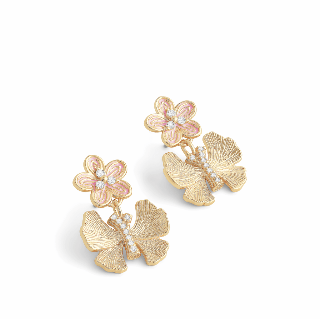 Butterfly With Enamel Flower Earrings Anabel Aram Jewelry - Adler's Jewelry of New Orleans