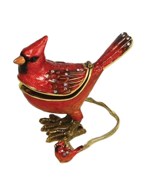 Enamel Cardinal Box with Necklace Adler's of New Orleans - Adler's Jewelry of New Orleans