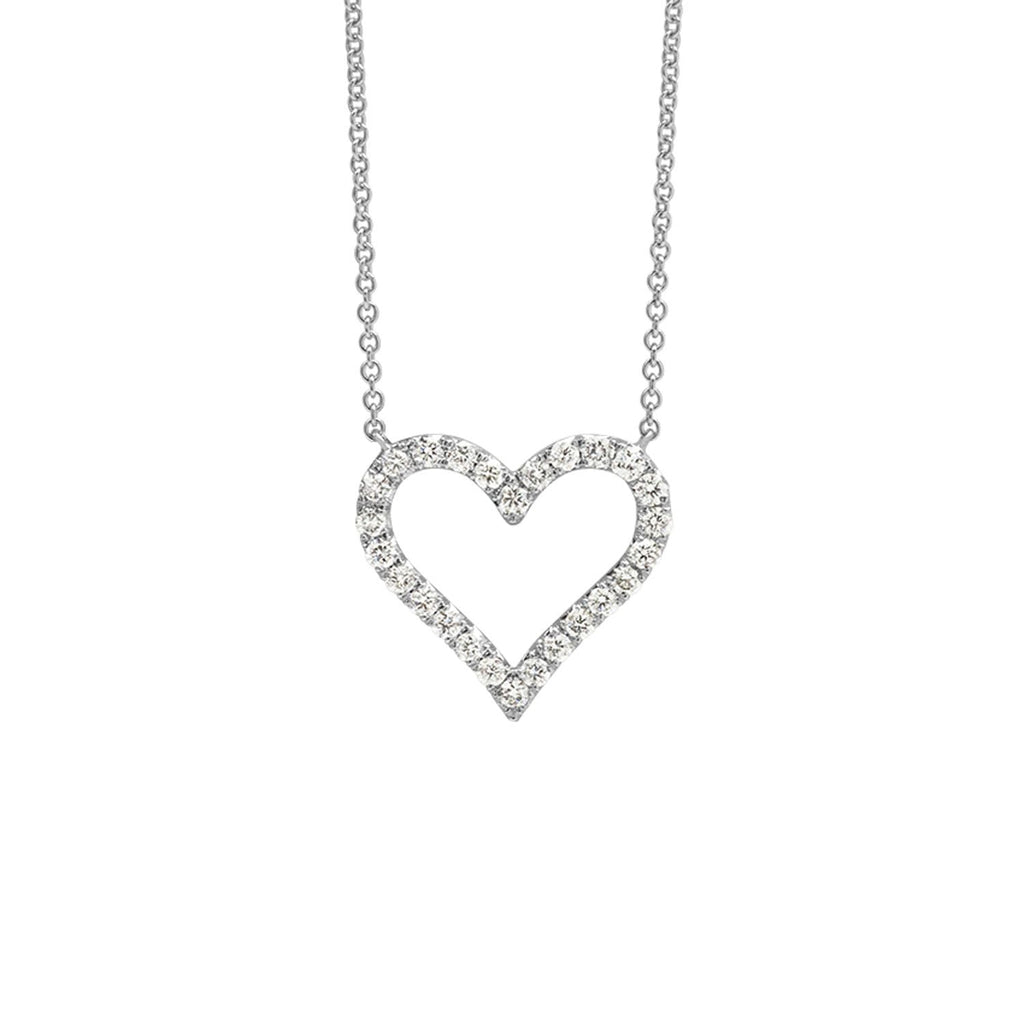 14k White Gold and Diamond Heart - Adler's of New Orleans