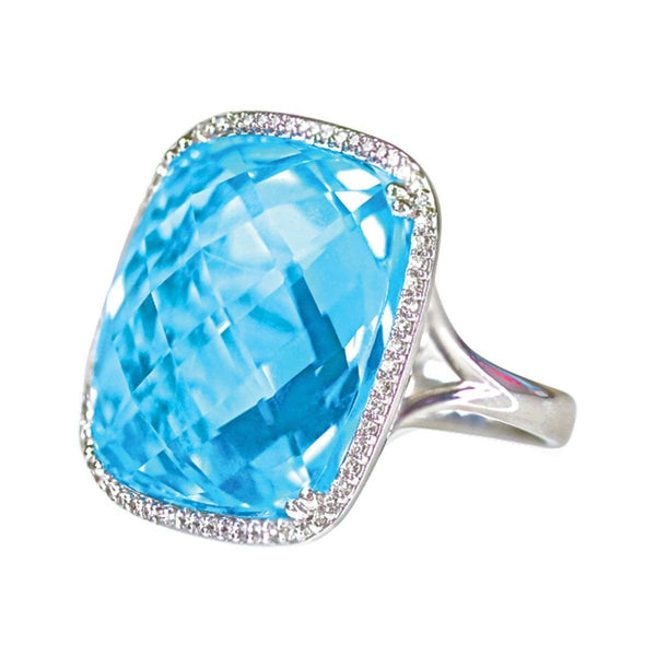 14k White Gold, Blue Topaz and Diamond Ring Adler's - Adler's Jewelry of New Orleans