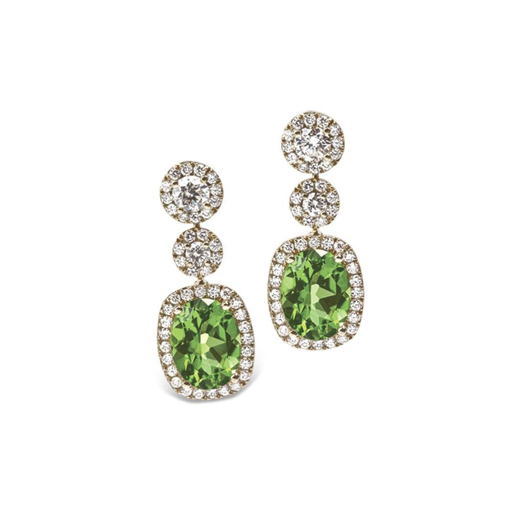 18k Platinum, Peridot, and Diamond Earrings Adler's - Adler's Jewelry of New Orleans