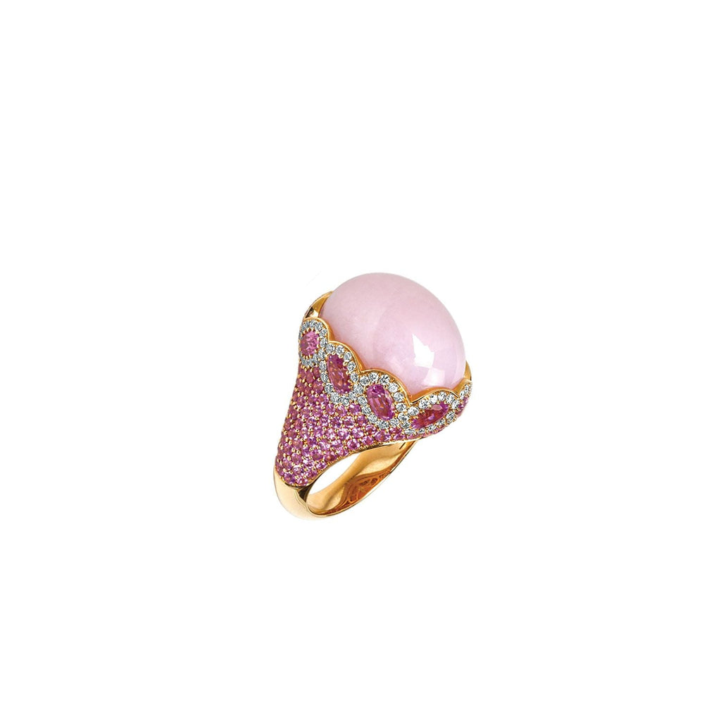 18k Rose Gold, Pink Opal, Tourmaline & Diamond Ring Adler's - Adler's Jewelry of New Orleans