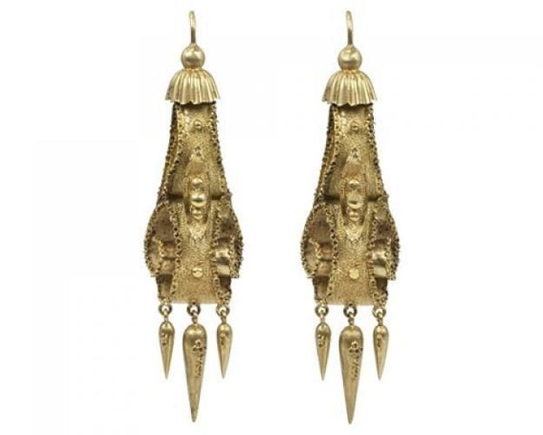18k Yellow Gold Dangle Earrings Adler's - Adler's Jewelry of New Orleans