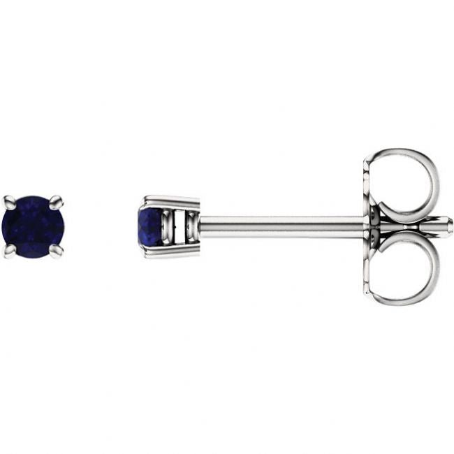 2.5mm Round Blue Sapphire Studs in 14k White Gold Adler's - Adler's Jewelry of New Orleans