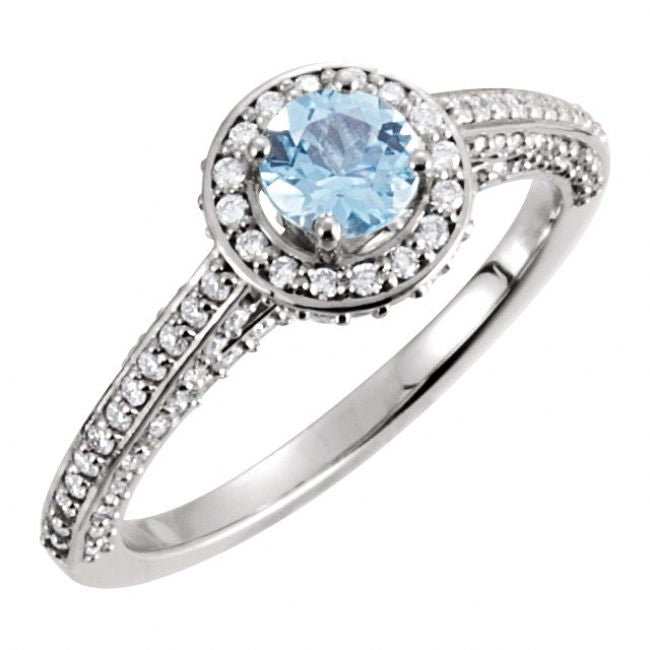 5mm Aquamarine and 5/8ct Diamond Ring in 14kt White Gold Adler's - Adler's Jewelry of New Orleans