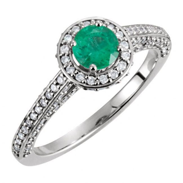 5mm Emerald and 5/8ct Diamond Ring in 14kt White Gold Adler's - Adler's Jewelry of New Orleans