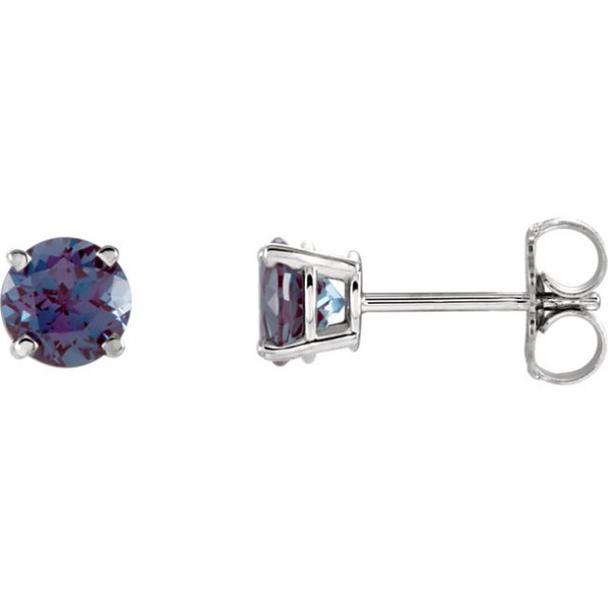 5mm Round Gemstone Studs in 14kt White Gold Adler's - Adler's Jewelry of New Orleans
