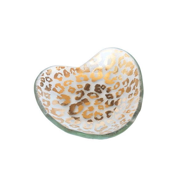Annieglass Hearts 5" Cheetah heart bowl Annieglass - Adler's Jewelry of New Orleans