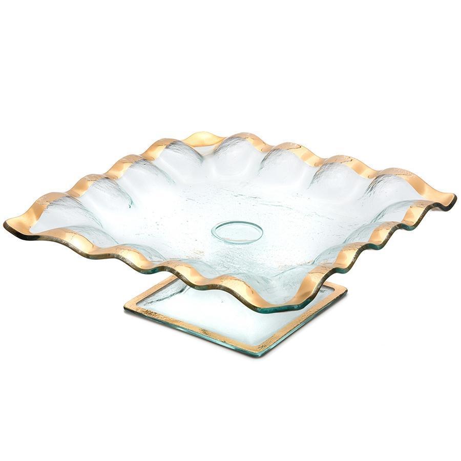 Annieglass Ruffle 11 1/2" ruffle square cake stand Annieglass - Adler's Jewelry of New Orleans