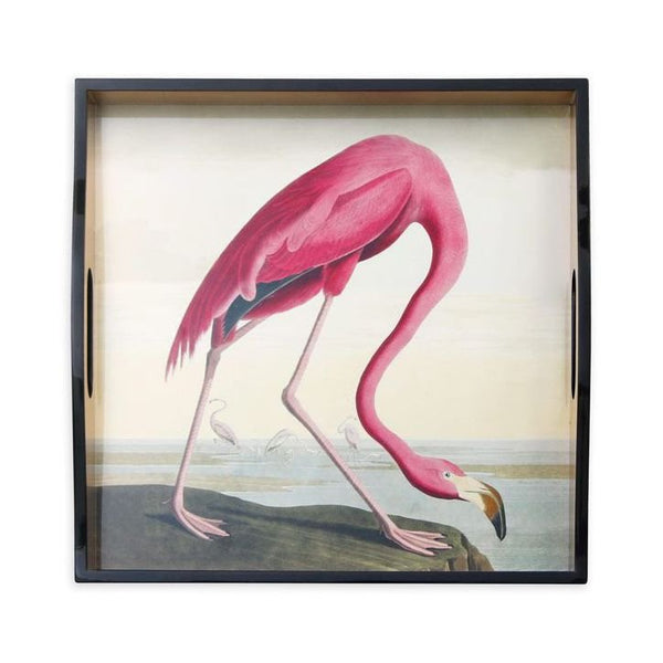 Audubon Flamingo Square Tray by Caspari Adler's - Adler's Jewelry of New Orleans