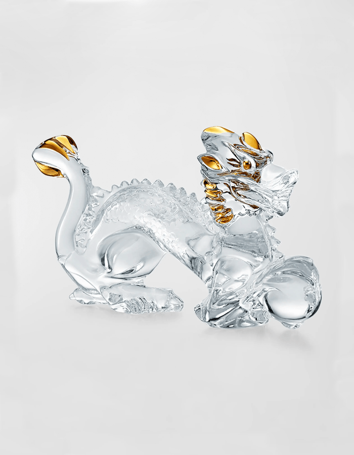 Baccarat Year of the Dragon 2024 Figurine, Clear/Gold Baccarat - Adler's Jewelry of New Orleans