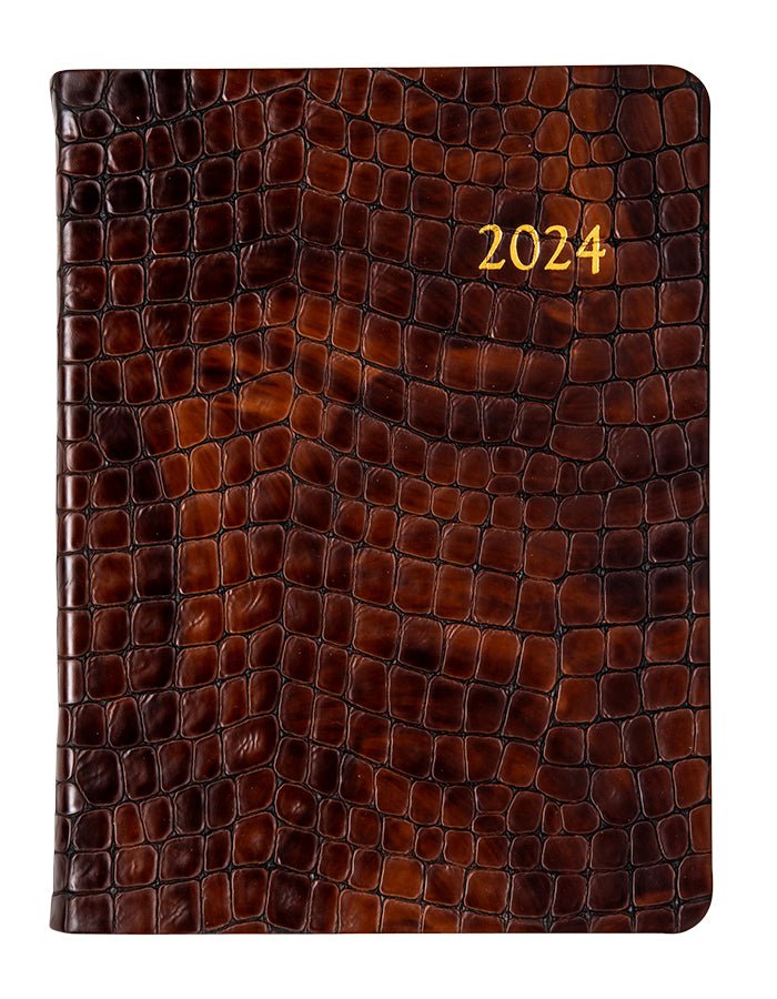 Brown Embossed Crocodile Bound Dated Diary Adler's of New Orleans - Adler's Jewelry of New Orleans