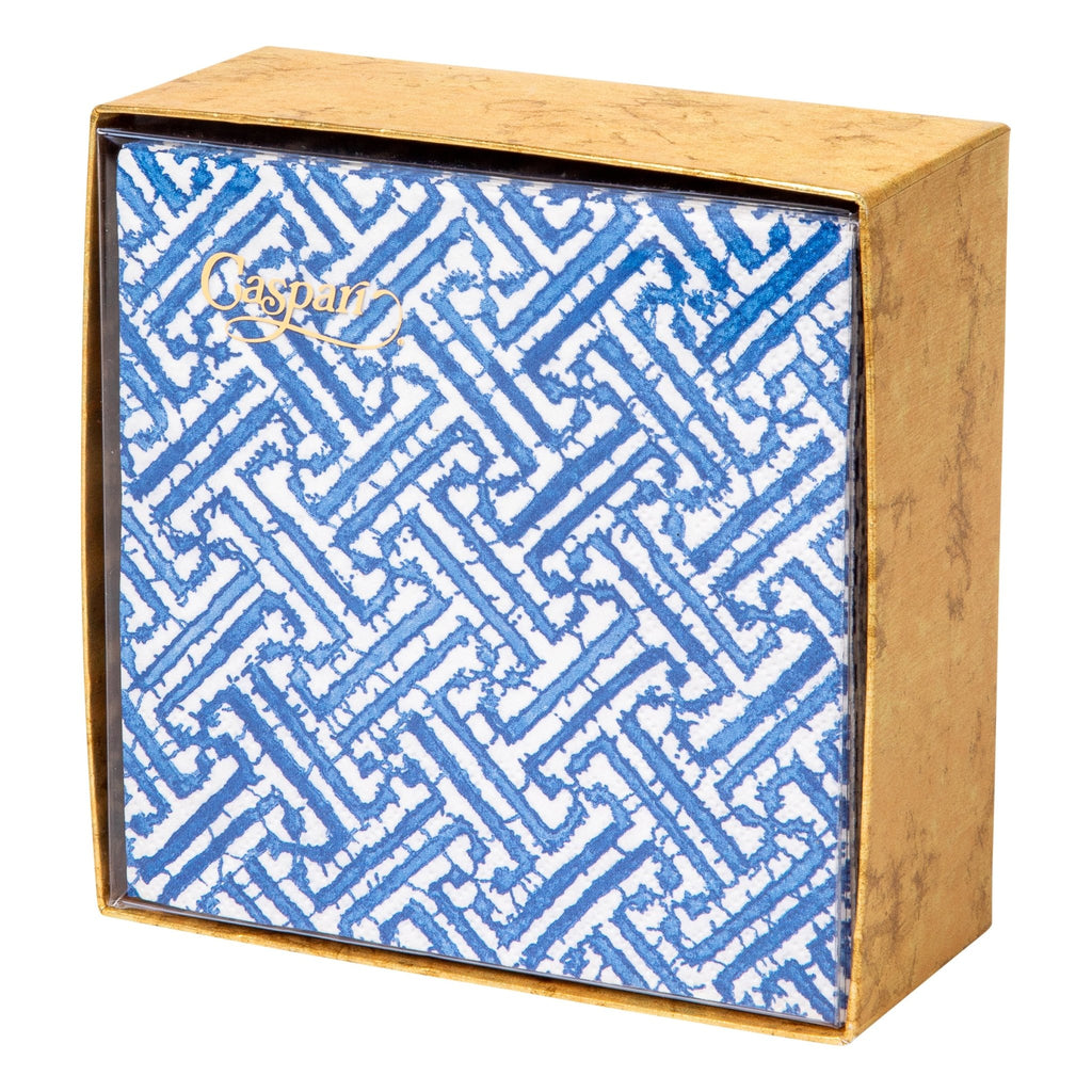 Caspari Blue Geometric Cocktail Napkins Caspari - Adler's Jewelry of New Orleans