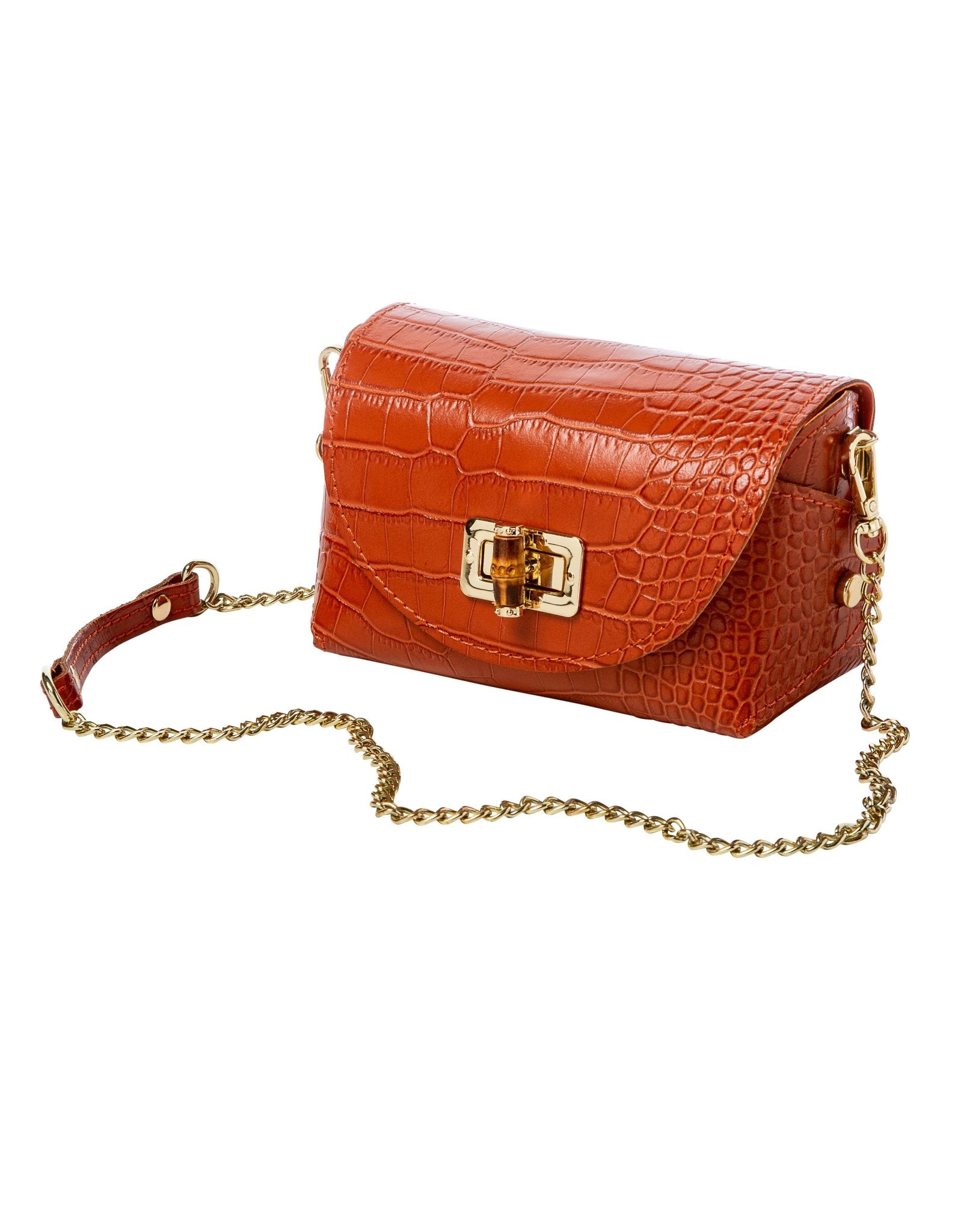 Bright Orange Leather-Look Quilted Chain Strap Cross Body Bag | New Look