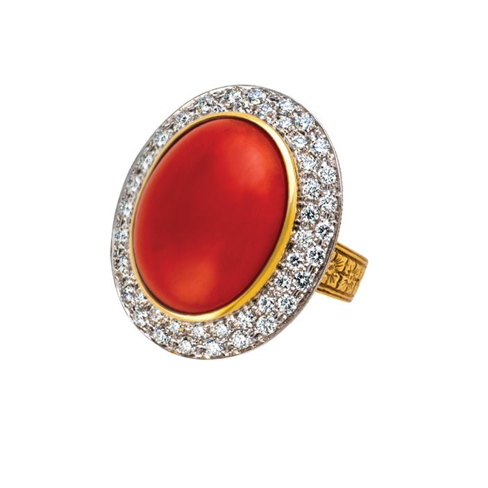 Coral and Diamond Ring Adler's of New Orleans - Adler's Jewelry of New Orleans