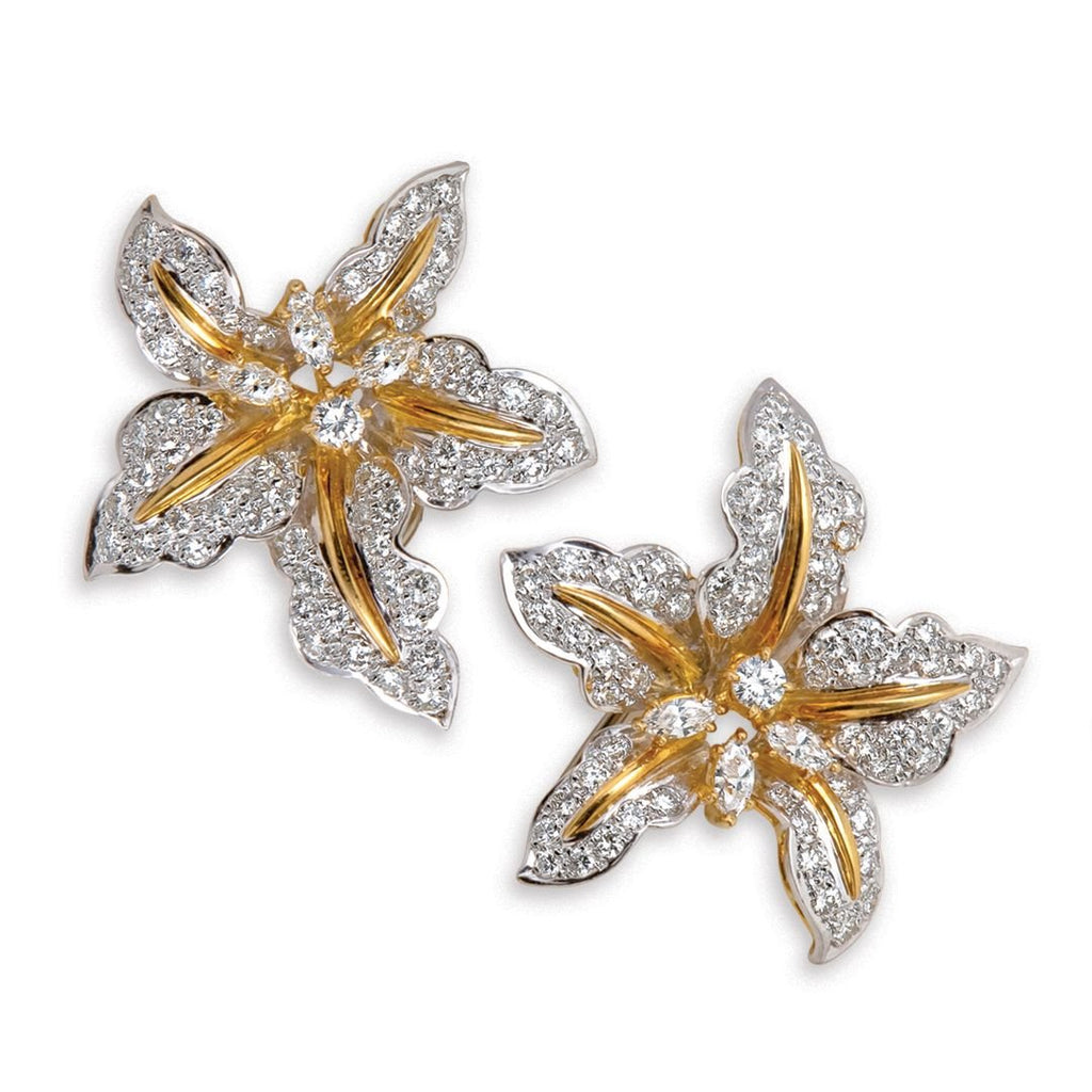 Diamond Tiger Lily Earrings Adler's - Adler's Jewelry of New Orleans