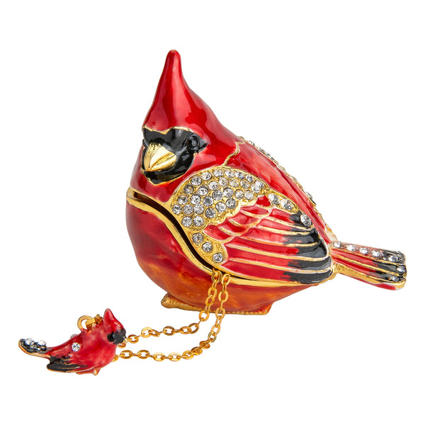 Enamel Cardinal Box with Necklace Adler's of New Orleans - Adler's Jewelry of New Orleans