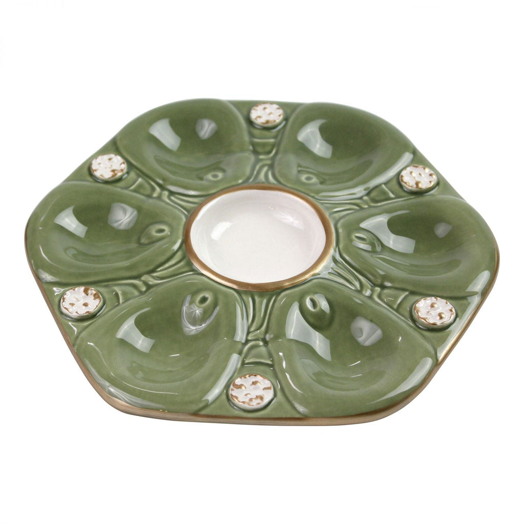 French Green Oyster Plate by Pamela Sack Adler's - Adler's Jewelry of New Orleans