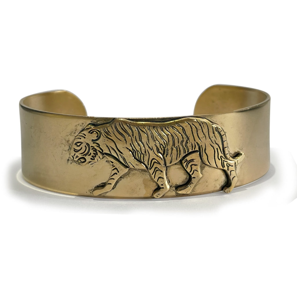 Gold Plated Prowling Tiger Cuff Bracelet Adler's of New Orleans - Adler's Jewelry of New Orleans