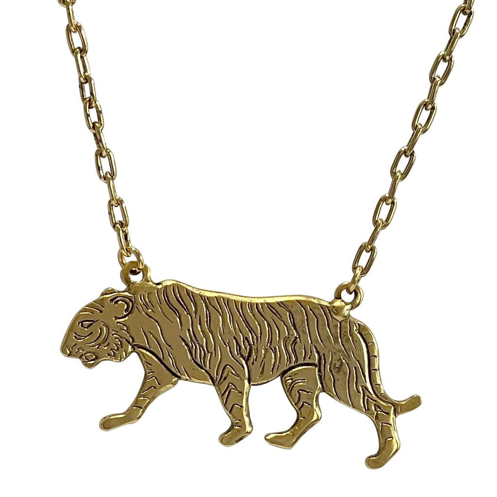 Gold Plated Prowling Tiger Necklace Adler's of New Orleans - Adler's Jewelry of New Orleans