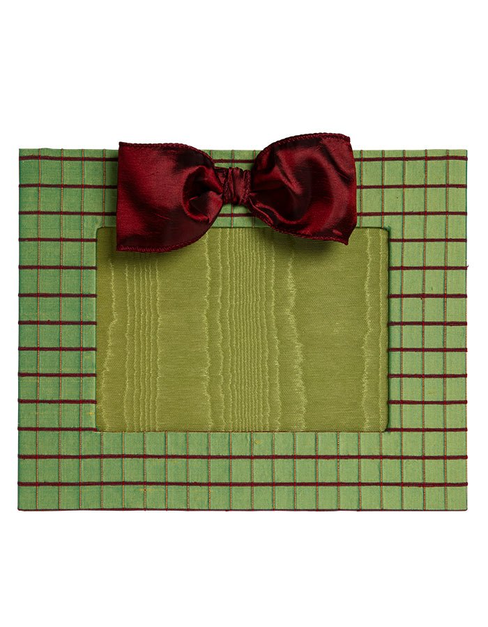 Green Silk Picture Frame with Red Bow Adler's of New Orleans - Adler's Jewelry of New Orleans