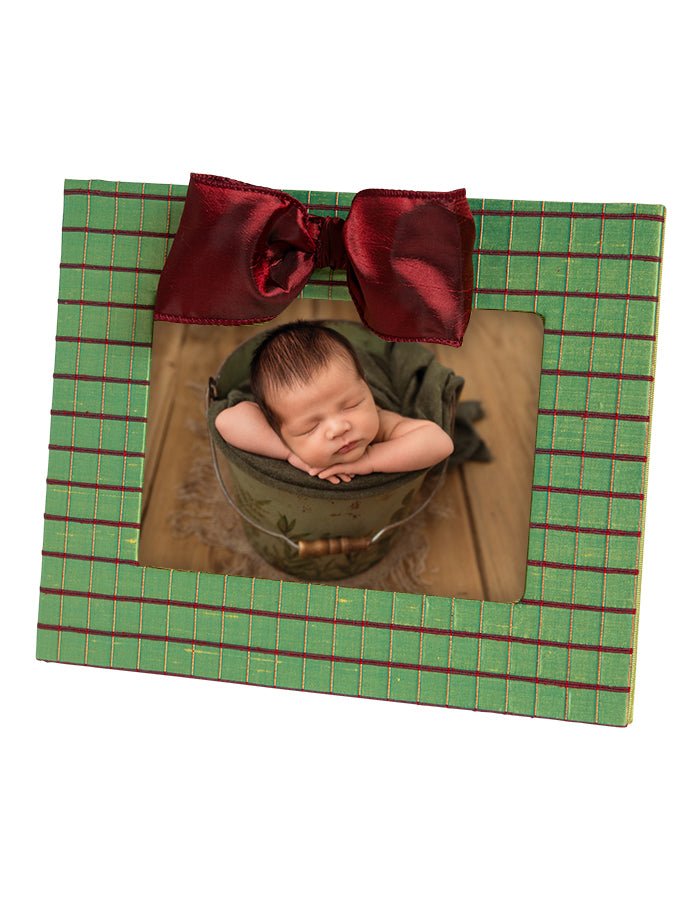 Green Silk Picture Frame with Red Bow Adler's of New Orleans - Adler's Jewelry of New Orleans