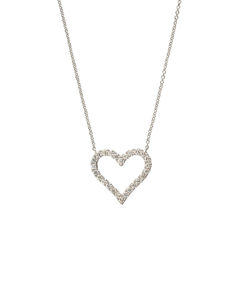 Heart 14k White Gold and Diamond Necklace Adler's of New Orleans - Adler's Jewelry of New Orleans
