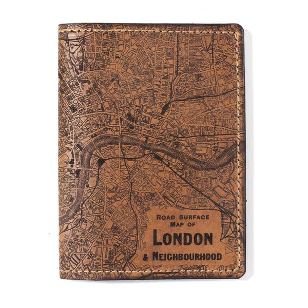 London Leather Map Passport Wallet Tactile Craftworks - Adler's Jewelry of New Orleans