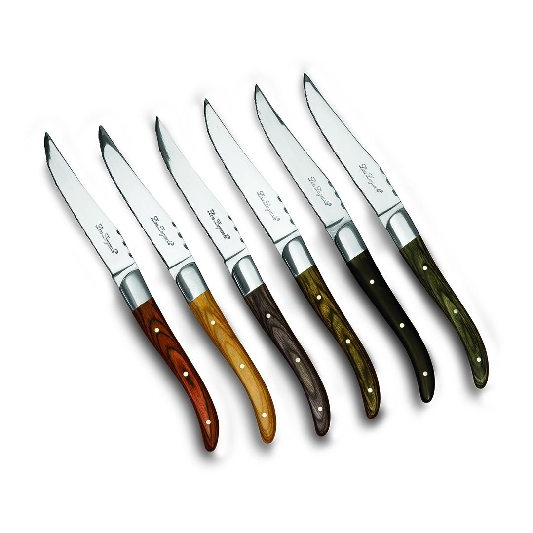 Lou Laguiole Steak Knives with Exotic Wooden Grip