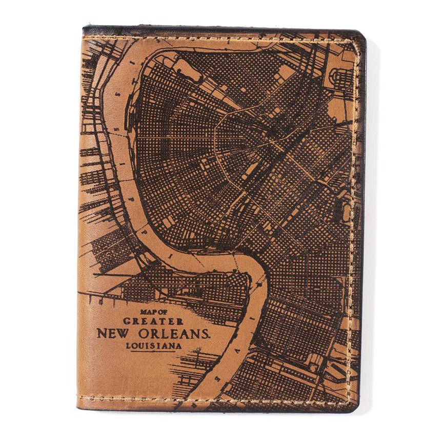 New Orleans Leather Map Passport Wallet Tactile Craftworks - Adler's Jewelry of New Orleans