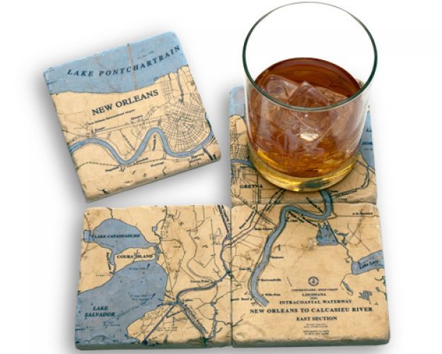 New Orleans Map Stone Coasters Adler's - Adler's Jewelry of New Orleans