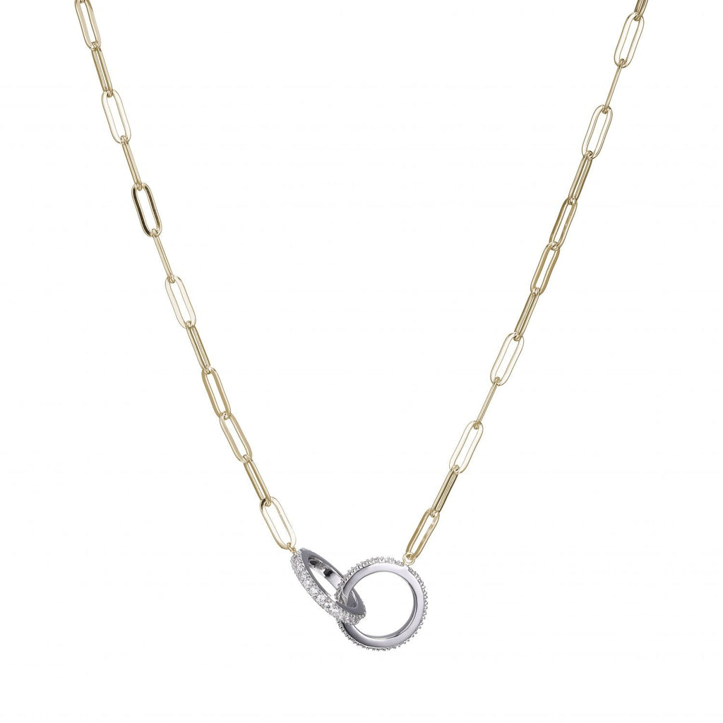 Paper Clip Collection Circles Necklace, Two Tone Adler's - Adler's Jewelry of New Orleans