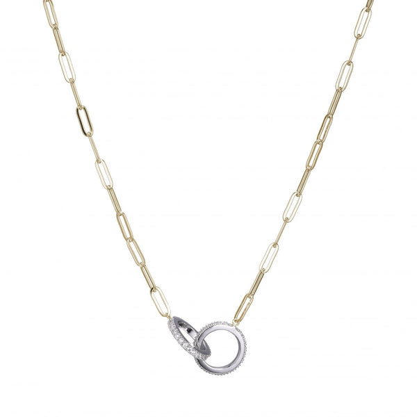 Paper Clip Collection Circles Necklace, Two Tone Adler's - Adler's Jewelry of New Orleans