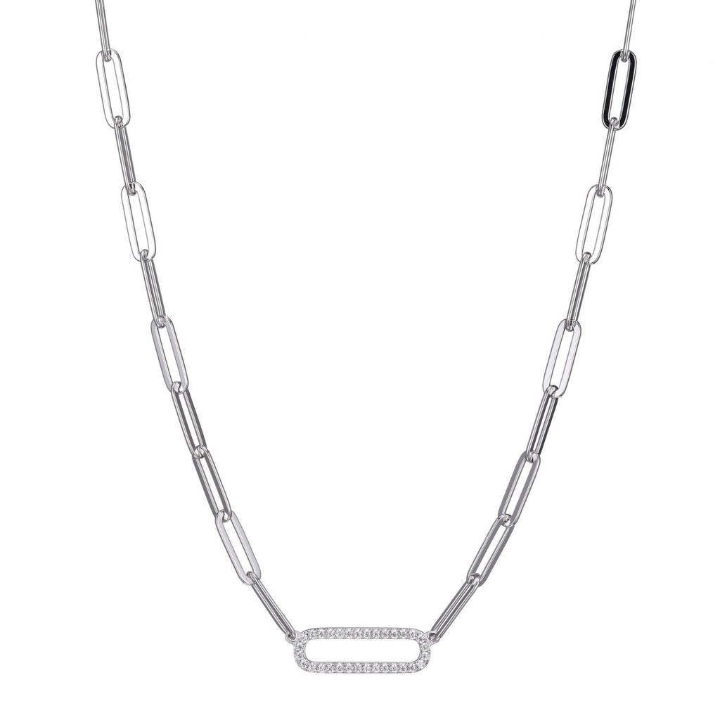 Paper Clip Collection Link Necklace, Rhodium Finish Adler's - Adler's Jewelry of New Orleans