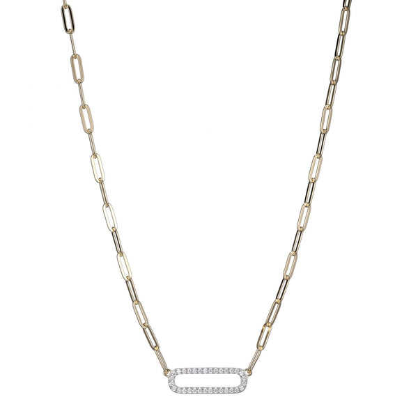 Paper Clip Collection Link Necklace, Two Tone Adler's - Adler's Jewelry of New Orleans