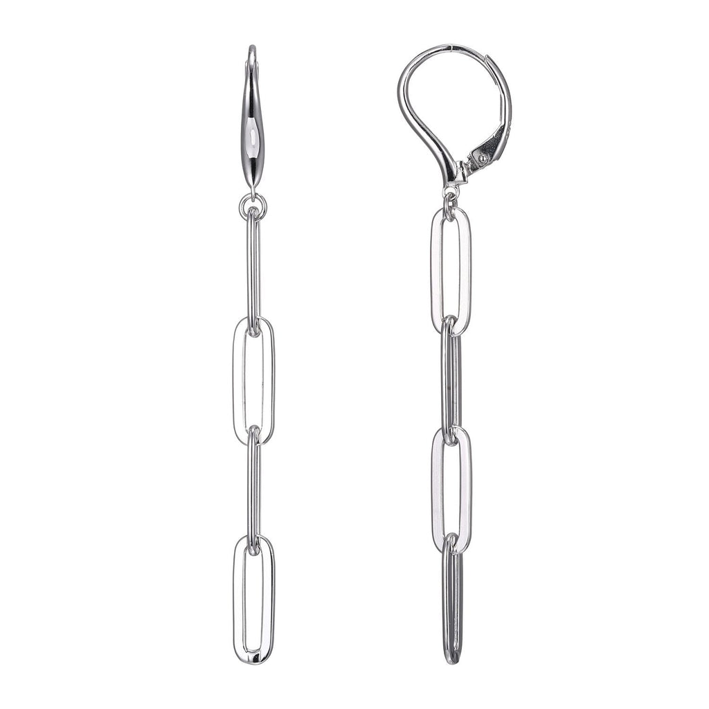 Paper Clip Collection Rhodium Lever Back Earrings Adler's - Adler's Jewelry of New Orleans